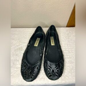 Women's Steve Madden Black Leather Cut Out Ballet Flats - 7